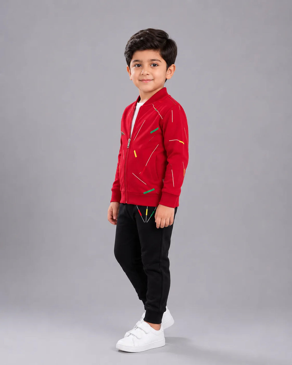 Kids Zipper Winter Tracksuit 3Pcs - Red