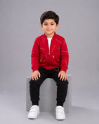 Kids Zipper Winter Tracksuit 3Pcs - Red