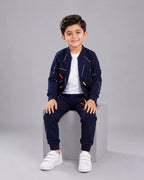 Kids Zipper Winter Tracksuit 3Pcs - Blue