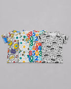 Pack Of 4 Kids Tees | Pop Art, Space, Numbers & Cartoon