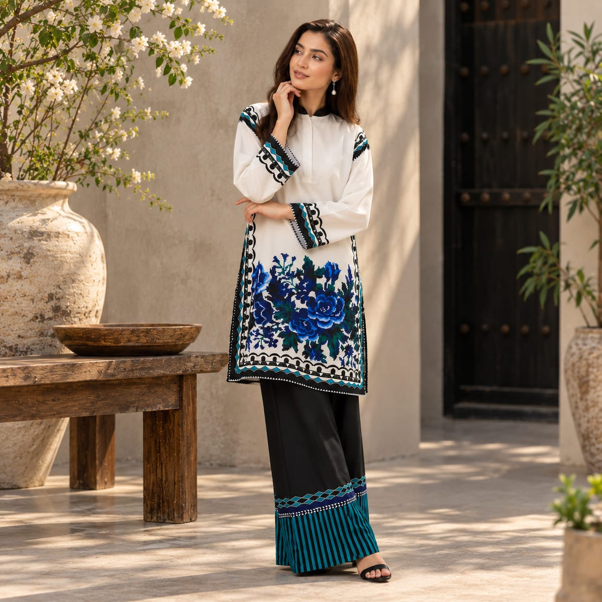 Neelam Floral Print 2-Piece Trouser Set