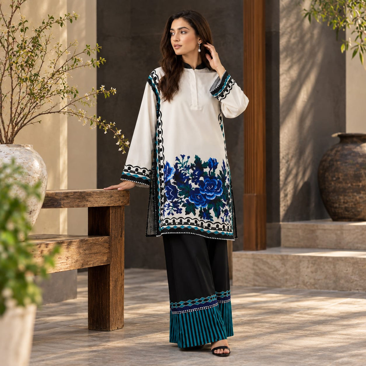 Neelam Floral Print 2-Piece Trouser Set