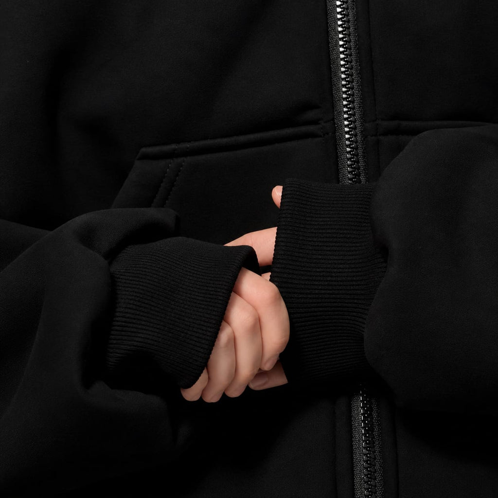 Black Oversized Full-Zip Face Cover Hoodie