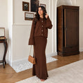 Women's Button Front Cardigan & Maxi Skirt 2 Piece Co-Ord Set