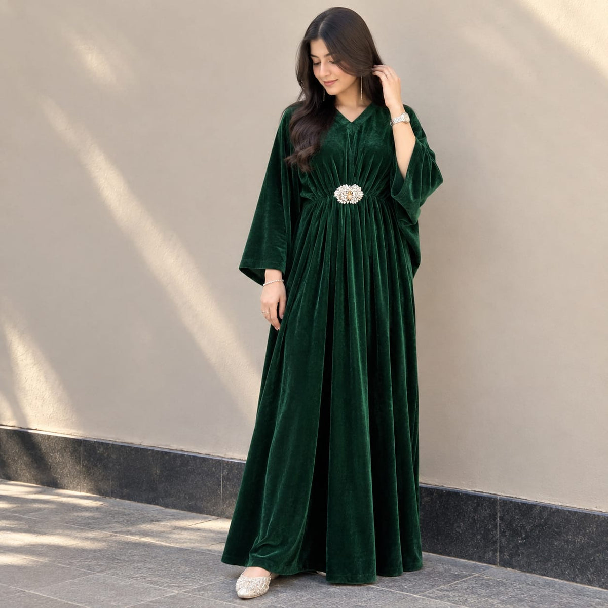 Velvet Kaftan Maxi Dress