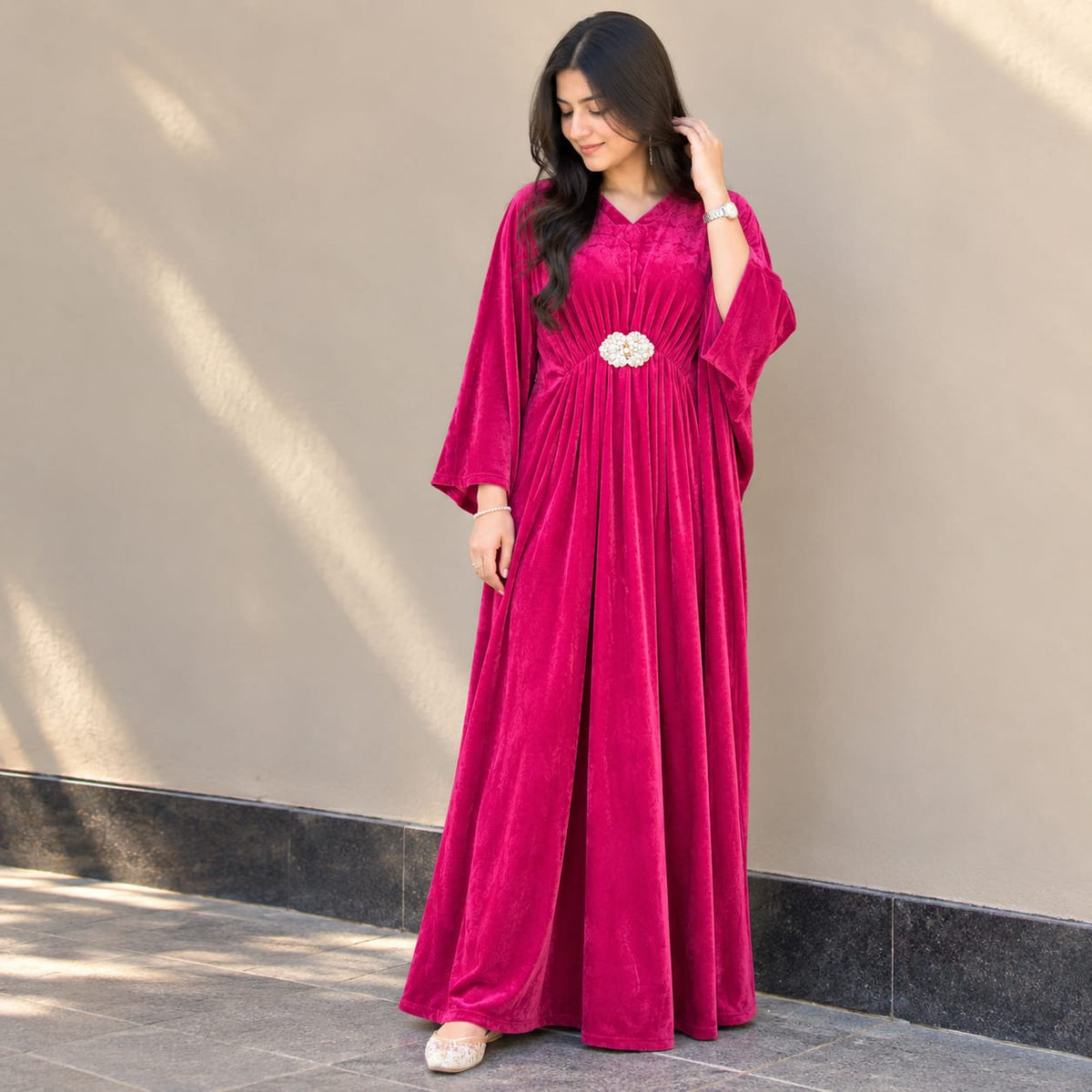 Velvet Kaftan Maxi Dress