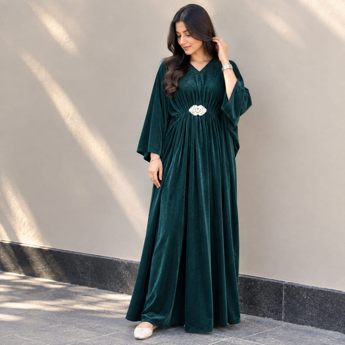 Velvet Kaftan Maxi Dress
