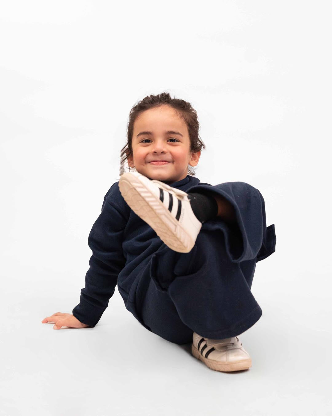 Kids Premium Navy Fleece Cargo Hoodie & Wide-Leg Winter Co-Ord Set