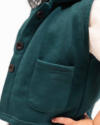 Kids Trendy Hoodie Vest | Forest Green