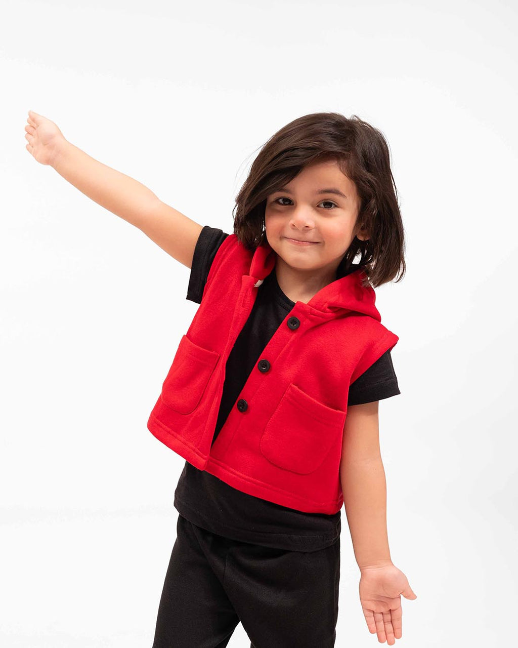 Kids Trendy Hoodie Vest | Red