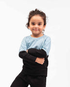 Kids Two-Tone Sweatshirt & Jogger Set – Sky Blue & Black