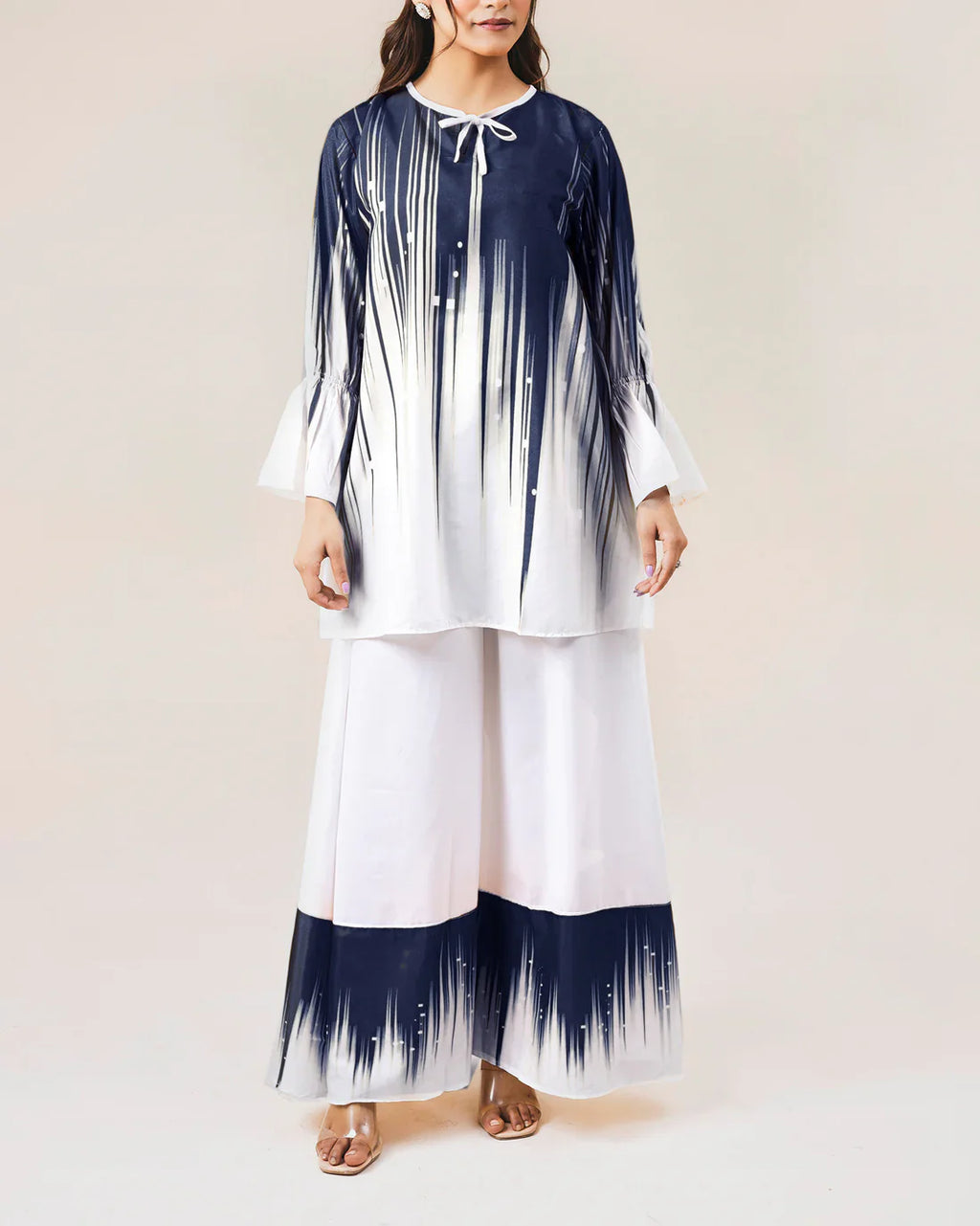 2 Piece Stitched Printed Shirt and Printed Palazzo