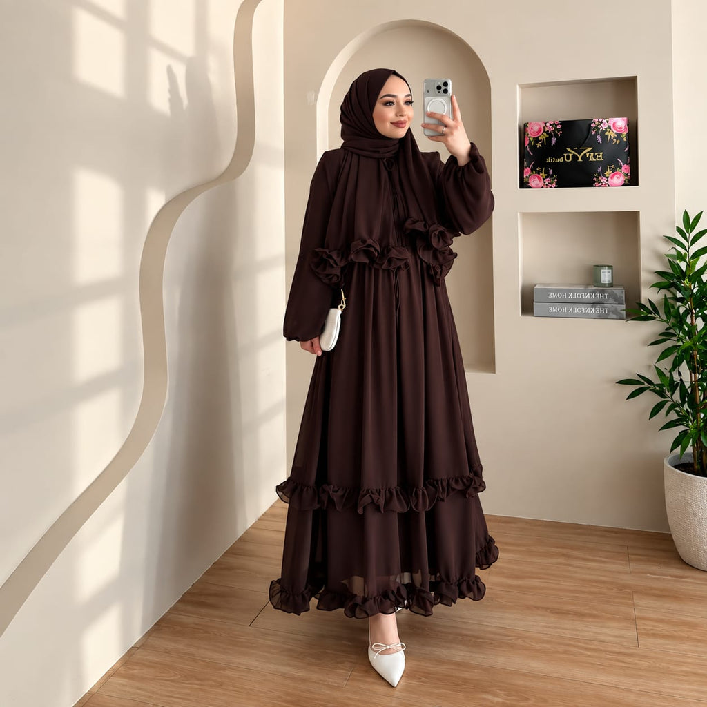 Ruffle Abaya Maxi Dress