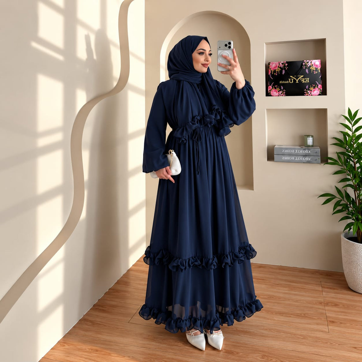 Ruffle Abaya Maxi Dress