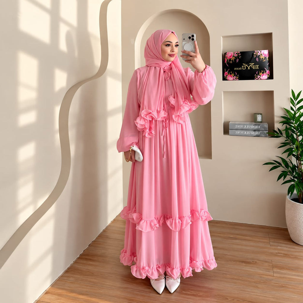 Ruffle Abaya Maxi Dress