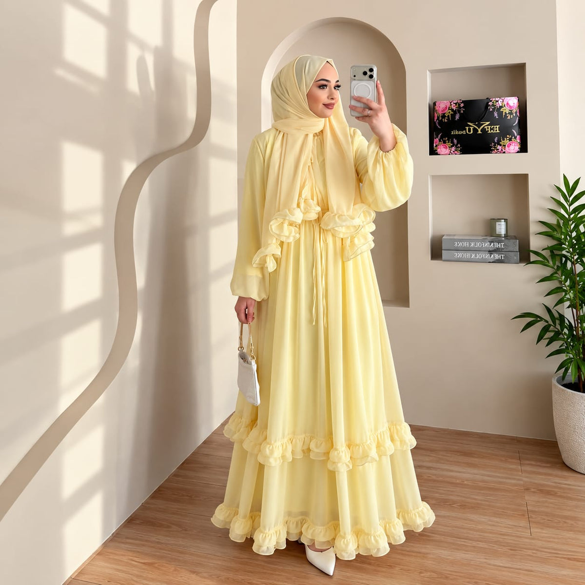 Ruffle Abaya Maxi Dress