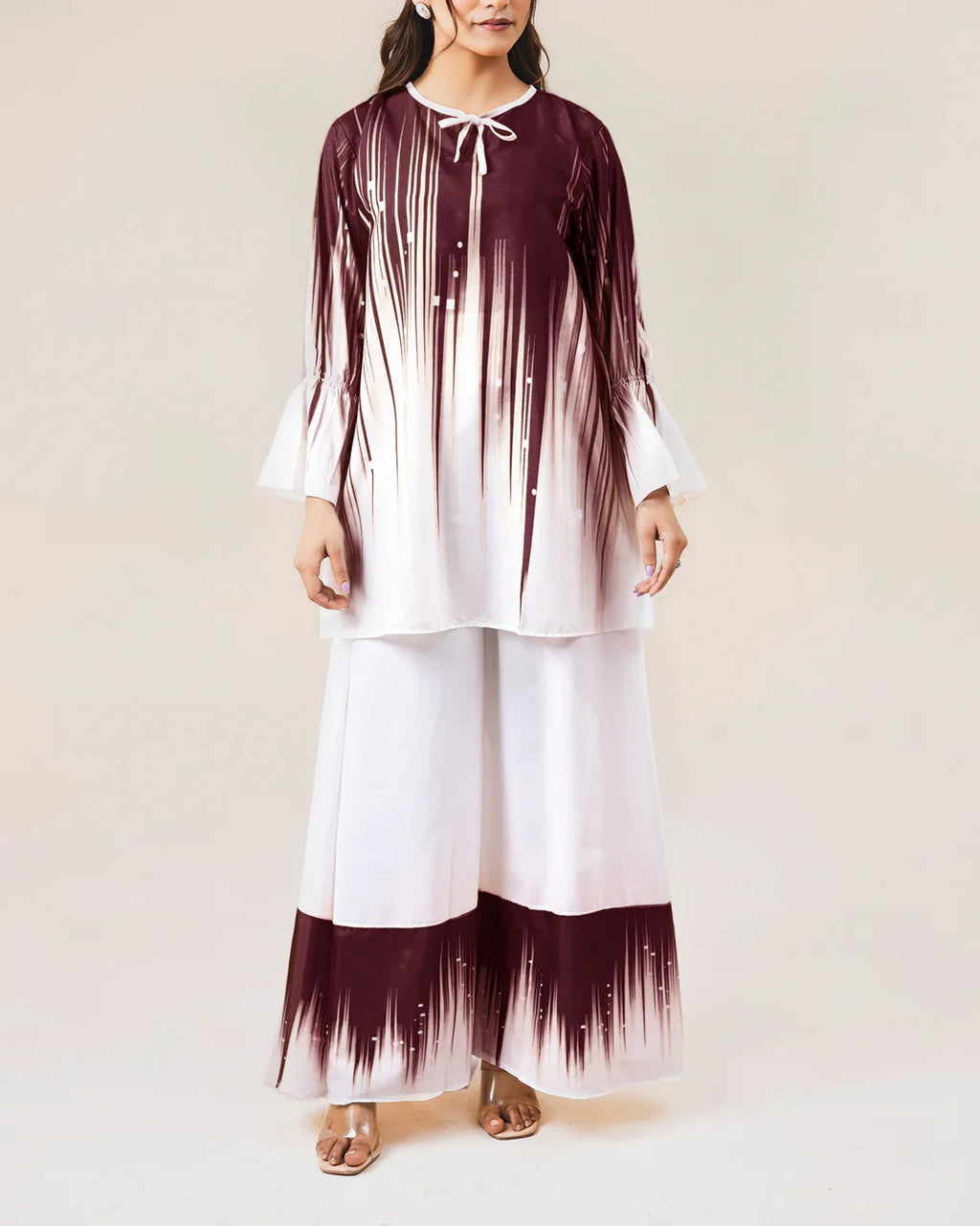 2 Piece Stitched Printed Shirt and Printed Palazzo