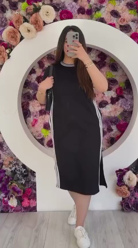 Sporty Ribbed Knit Midi Dress
