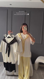 Modal Sailor Scarf Co-ord Set – Oversized Tee & Wide-Leg Pants | Raim Collection