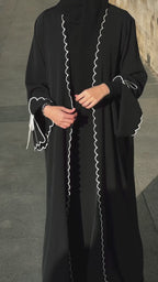 Luxury Abaya with Scallop Border & Bow Details