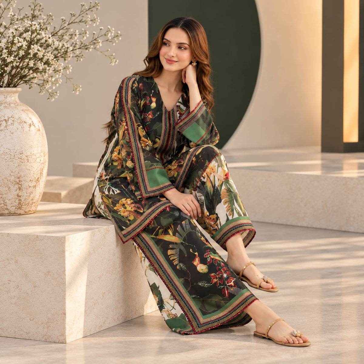 Zareen Tropical Print 2-Piece Co-ord Set