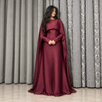 Cape Maxi With Full Sleeves Dress for Women – Elegant Long Gown