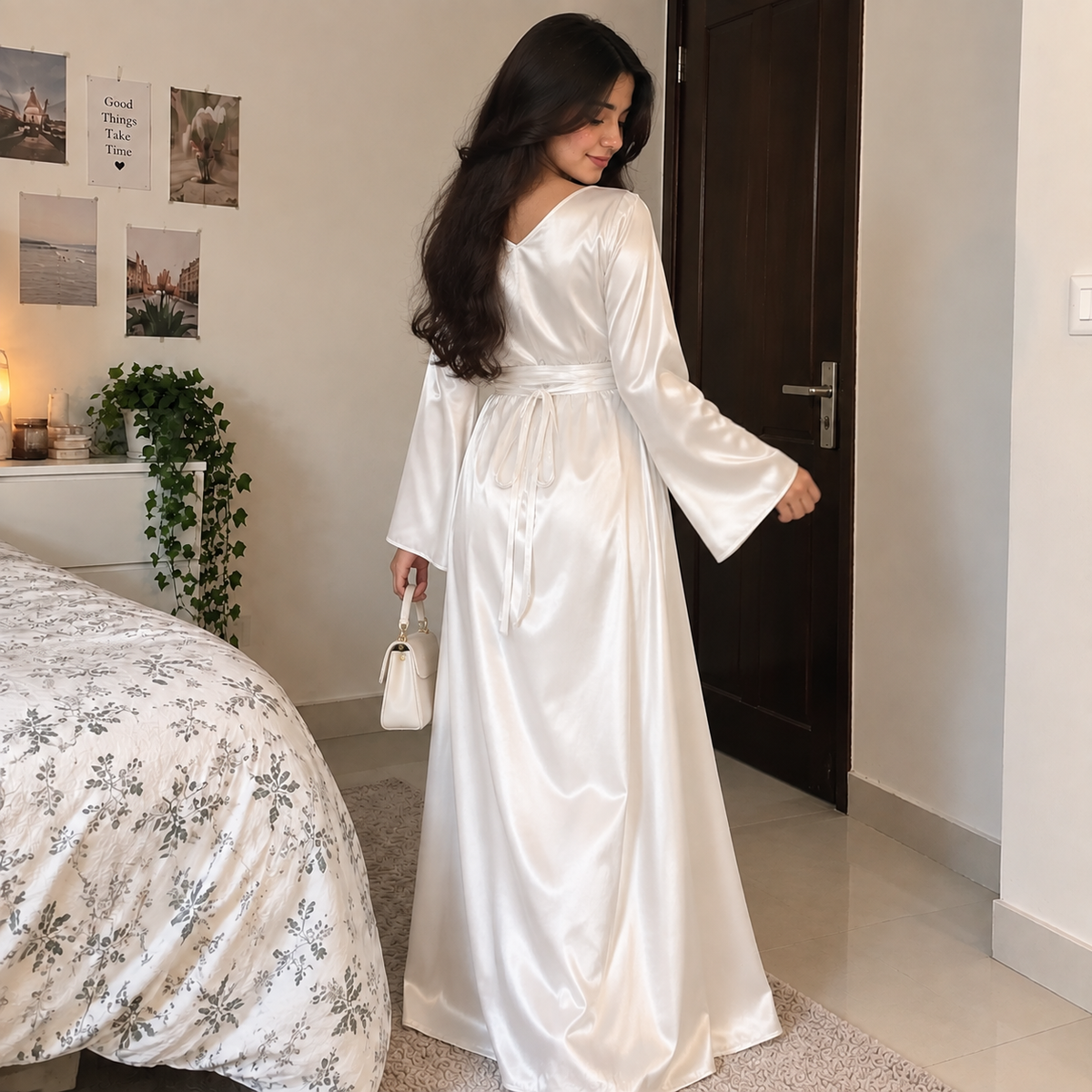 Wrap Maxi Dress With Flared Sleeves | Luxurious Long Party Wear Gown 👗✨