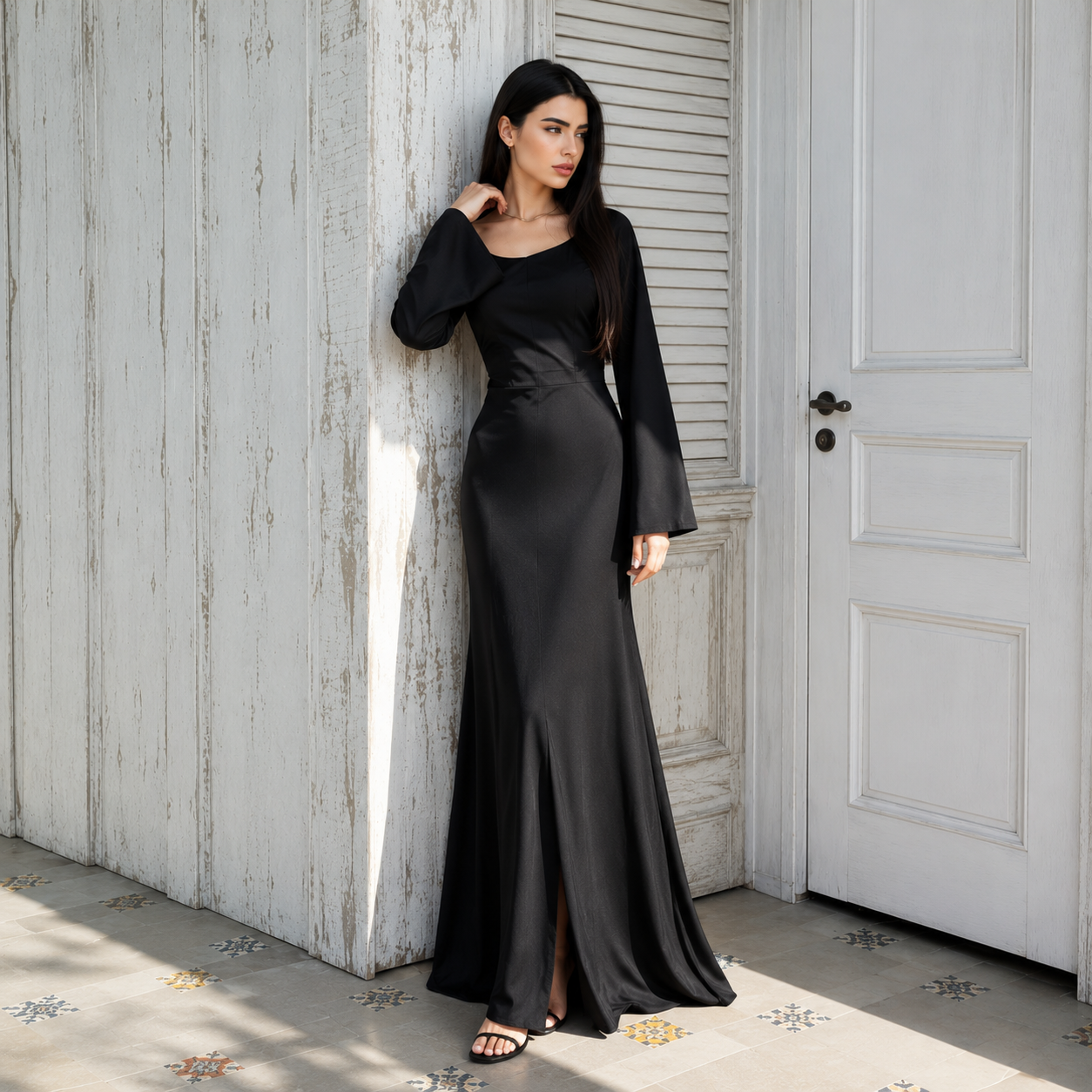Siren Bodycon Bell Sleeves Maxi
