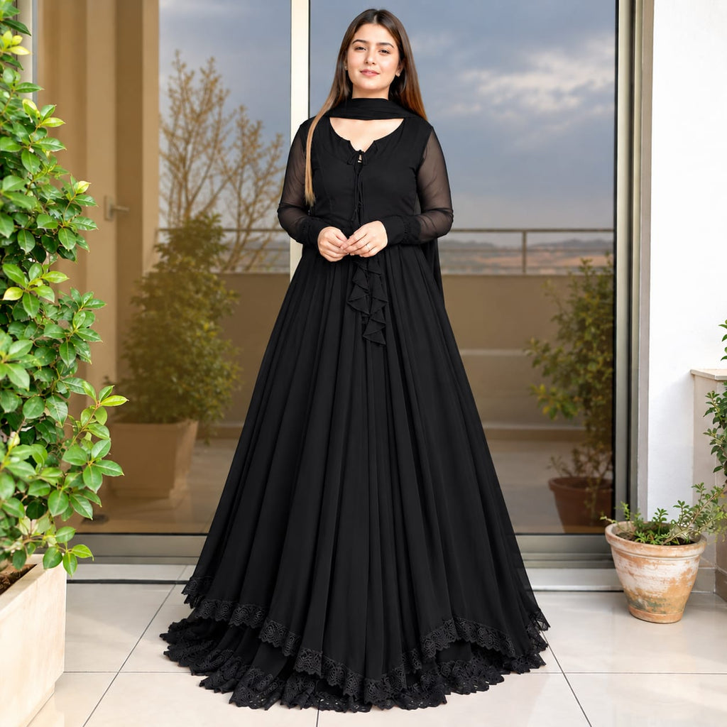 3 piece Long Maxi Dress With Matching Dupatta