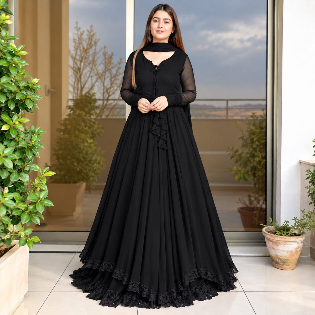 3 piece Long Maxi Dress With Matching Dupatta