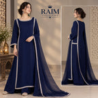 Luxury 3 piece Long Dress with Matching Dupatta | Festive & Party Wear Ensemble 👗✨