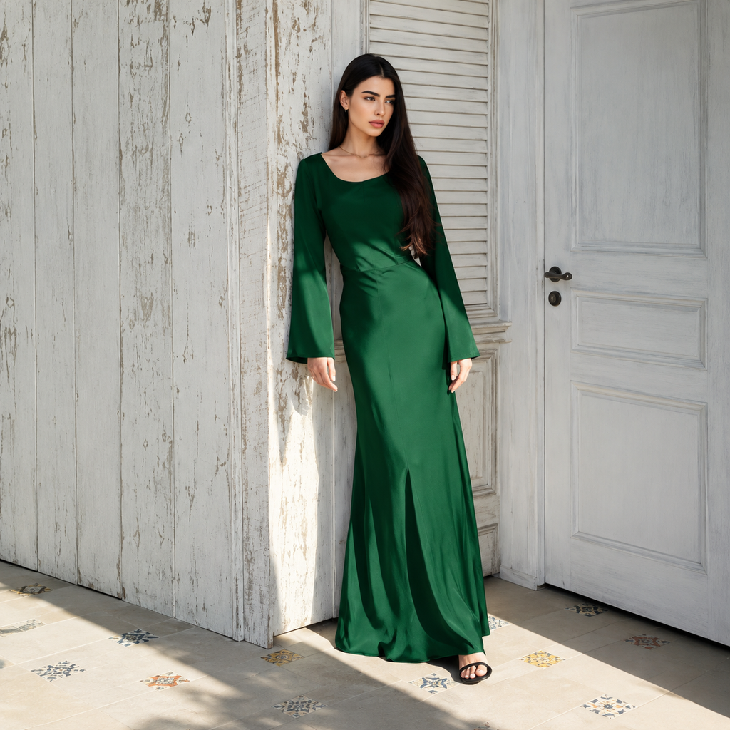 Siren Bodycon Bell Sleeves Maxi