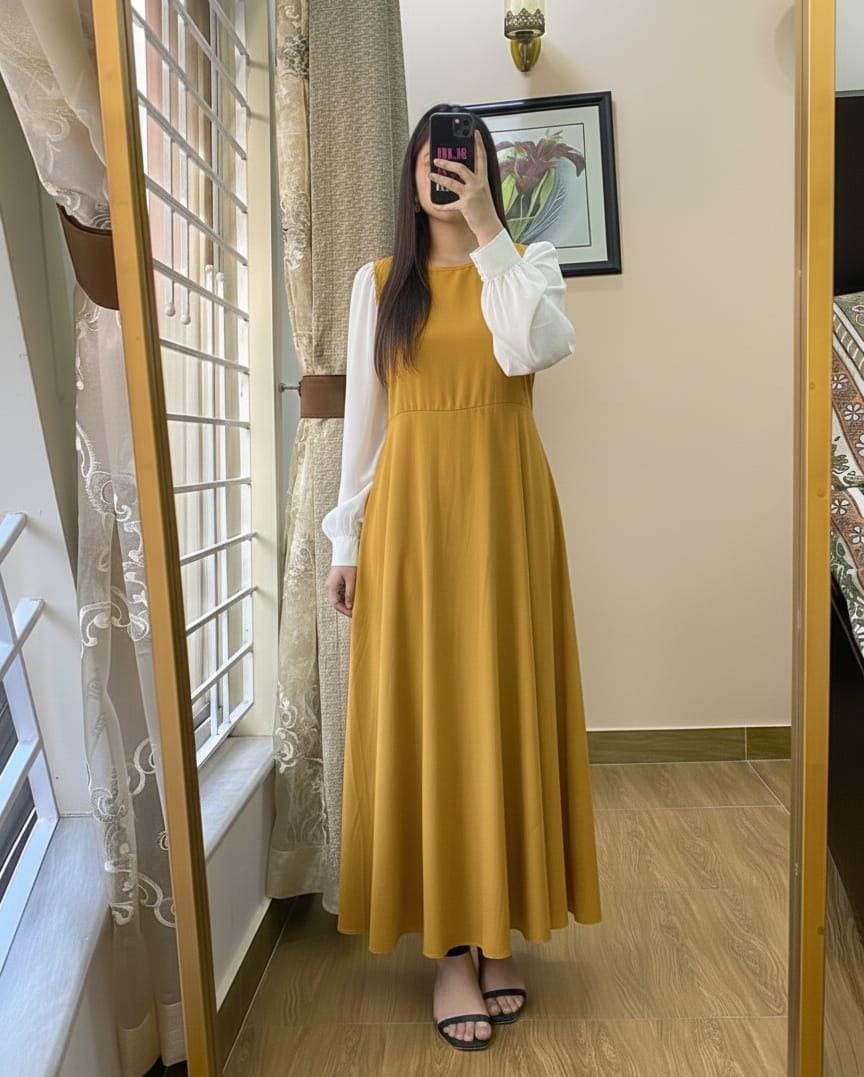 Elegant Flared Maxi Dress With Puffy Sleeves 🌸