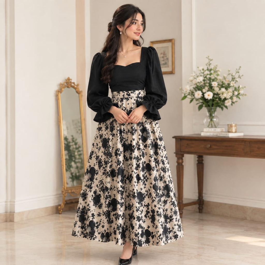Chic Floral Print Maxi Skirt | Elegant High-Waist Long Skirt 🌸✨