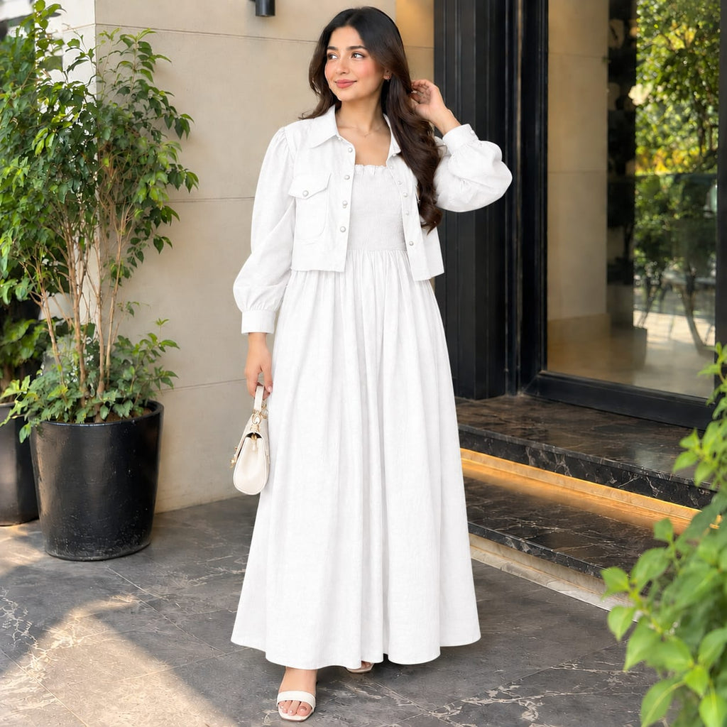 Maxi Dress With Matching Crop Jacket Set | Elegant Casual & Party Wear Outfit 👗✨
