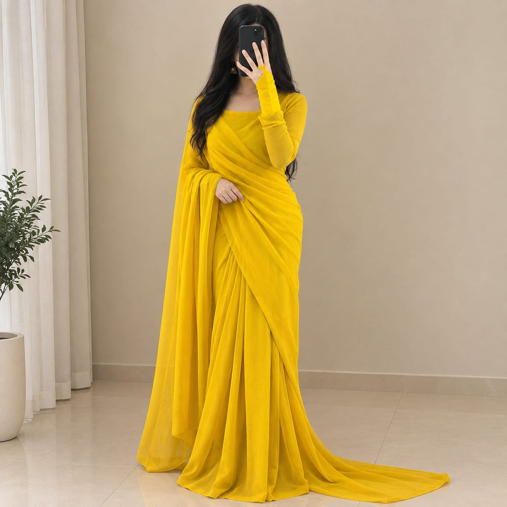 Saree With Full Sleeve Blouse | Graceful Party Wear Saree Set 🥻✨