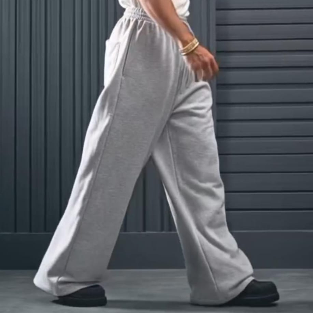 Men's Grey Tribal Print Baggy Sweatpants | Y2K Wide Leg Joggers for Men