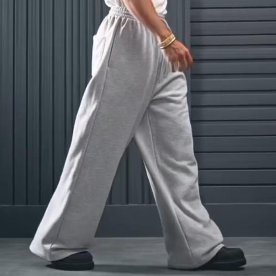 Men's Grey Tribal Print Baggy Sweatpants | Y2K Wide Leg Joggers for Men