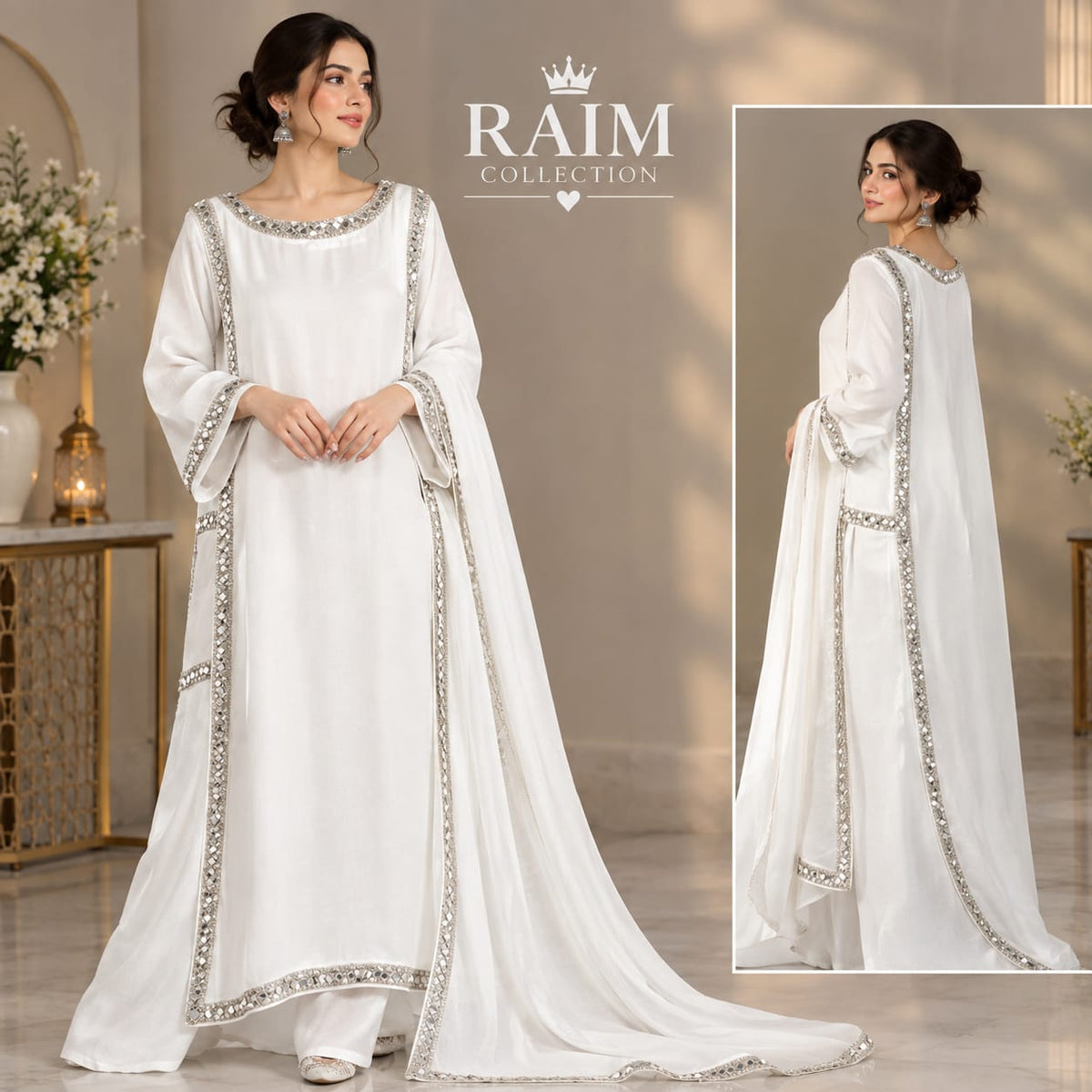 Luxury 3 piece Long Dress with Matching Dupatta | Festive & Party Wear Ensemble 👗✨