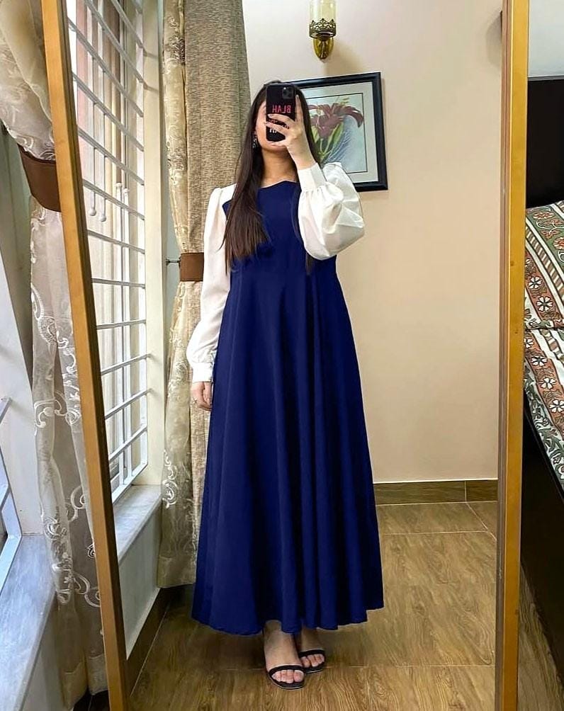 Elegant Flared Maxi Dress With Puffy Sleeves 🌸