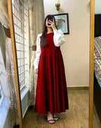 Elegant Flared Maxi Dress With Puffy Sleeves 🌸