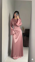 ROSYPINK Silk Adjustable Bodycon Maxi Dress – Elegant Silky Fit with Custom Waist Design