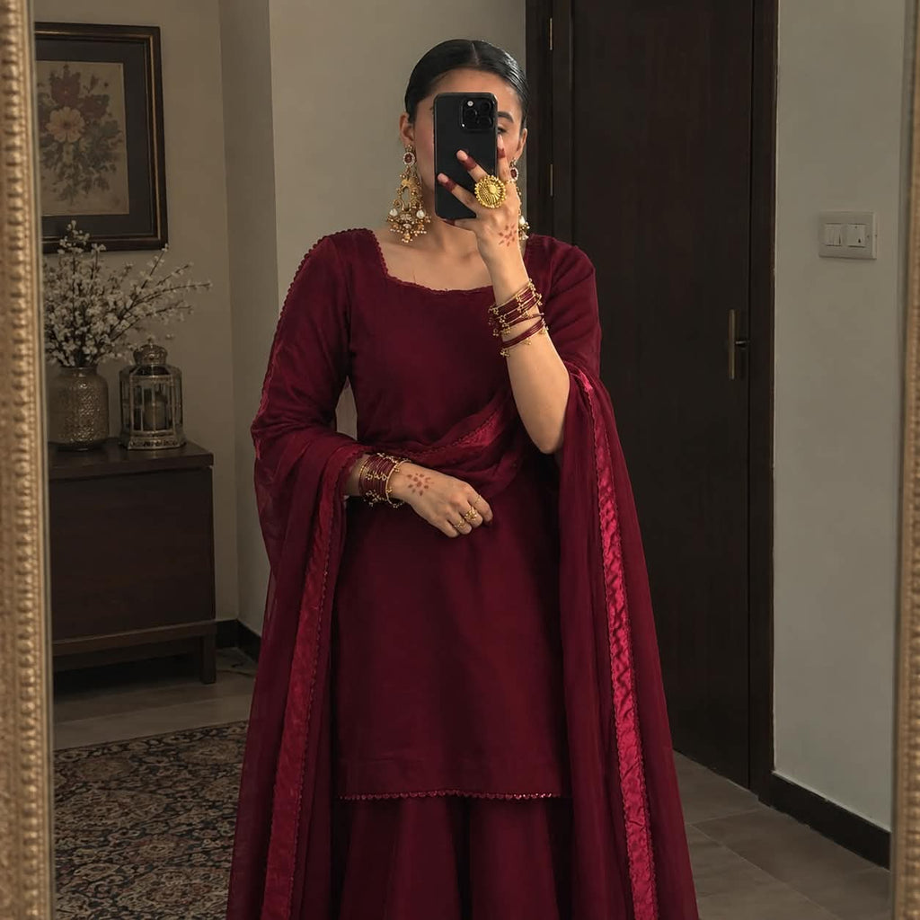 Mehrunnisa Maroon 3-Piece