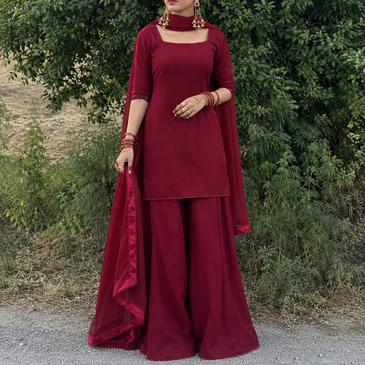 Mehrunnisa Maroon 3-Piece